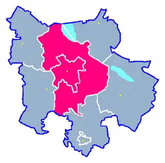 Ligging van de gemeente binnen de powiat