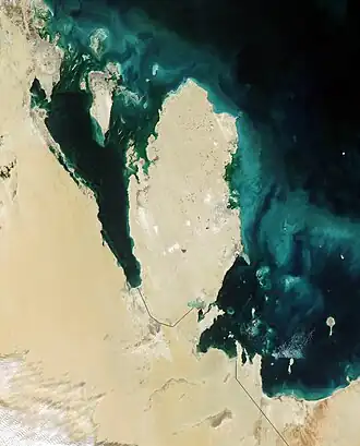 Satellietfoto van de Golf van Bahrein.