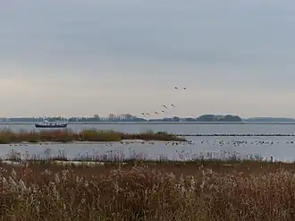Opgespoten eiland en dam in het Haringvliet