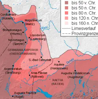 Kolonisatie van de agri decumates ca. 85-160 n.Chr.