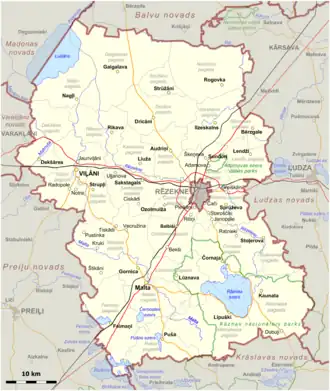 Kaart van Rēzeknes novads