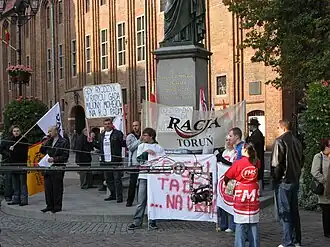 Antiklerikale betoging in Toruń, 2008.