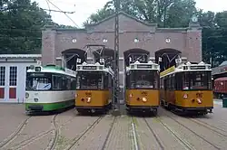 RET 631, 535, 520 en 536 voor de Arnhemse tramremise. 24 juli 2021.