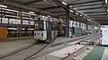 Tram in de remise