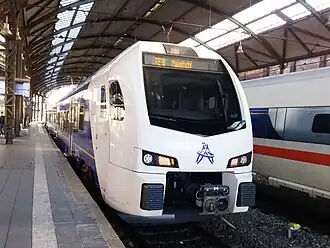 Drielandentrein RE18 van Aken naar Maastricht in Aachen Hauptbahnhof, 2019.