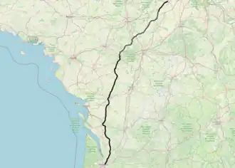 Spoorlijn Chartres - Bordeaux-Saint-Jean op de kaart