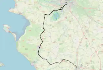 Spoorlijn Nantes-État - La Roche-sur-Yon via Sainte-Pazanne op de kaart