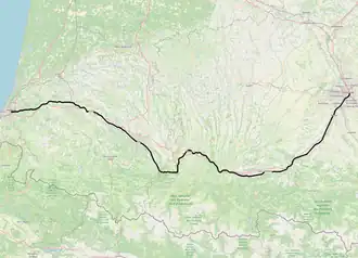 Spoorlijn Toulouse - Bayonne op de kaart