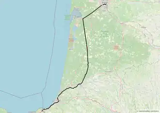 Spoorlijn Bordeaux-Saint-Jean - Irun op de kaart