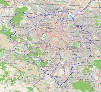 Map van het traject van de Grand Ceinture