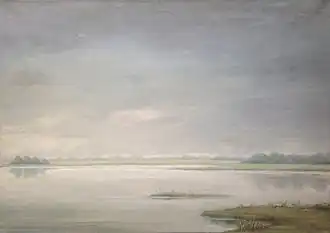 Merenlandschap, [197?] olieverf op doek 50 × 70,5&nbsp;cm