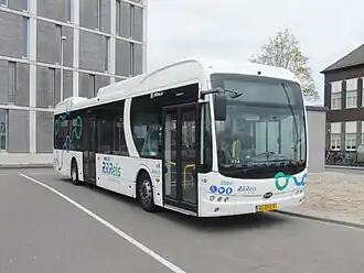 Elektrische bus (BYD) van Keolis onder de naam RRReis, april 2021