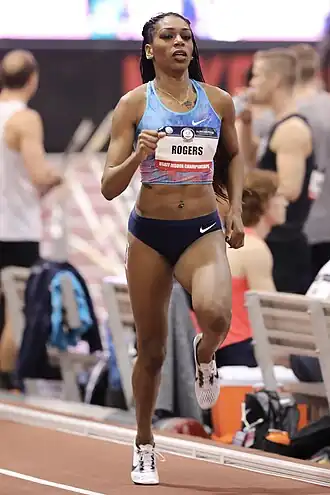 Raevyn Rogers in actie tijdens de Amerikaanse indoorkampioenschappen in 2018.