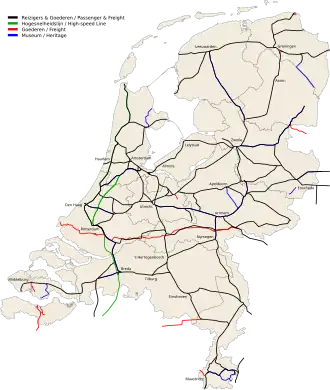 Spoorkaart van Nederland