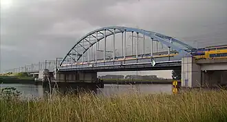 Bascule spoorbrug over het Kanaal door Zuid-Beveland.