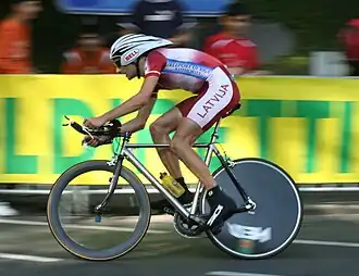 Raivis Belohvoščiks tijdens het wereldkampioenschap tijdrijden 2006 in Salzburg