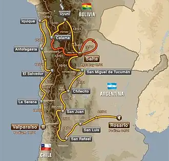 Route van de Dakar Rally 2014