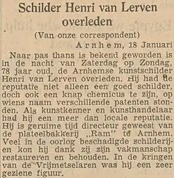 Ram, overlijden Lerven, 19 01 1954