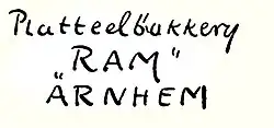 Ram merk 1923, met spelfout