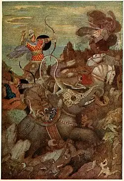 Rama verdedigd zichzelf tegen een machtige vijand