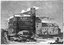 Aquatint uit 1814 - veldzijde met torenrestant