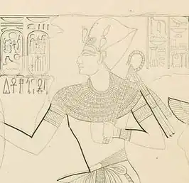 Tekening van farao Ramses X in graf DK 18 door Karl Richard Lepsius