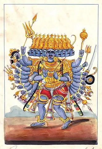 Ravana. Aquarel schilderij van een onbekende kunstenaar rond 1920.