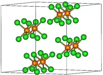Kristalstructuur van renium(V)chloride ■&nbsp;Re5+ ■&nbsp;Cl−
