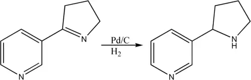 Reductie van myosmine tot nornicotine