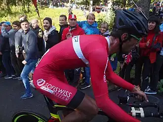 Halilaj tijdens het WK tijdrijden in 2017