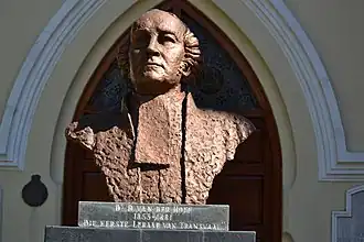 Buste van Van der Hoff in het Reformed Church Complex in Potchefstroom
