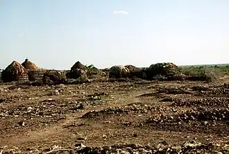 Hutten van vluchtelingen nabij Beledweyne (foto: dec 1993).