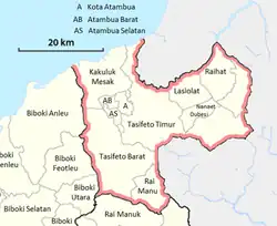 Regentschap Belu en zijn districten.