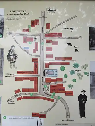 Kaart van Regniéville voor de eerste Wereldoorlog
