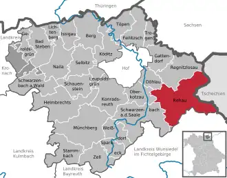 Kaart van Rehau (Opper-Franken)