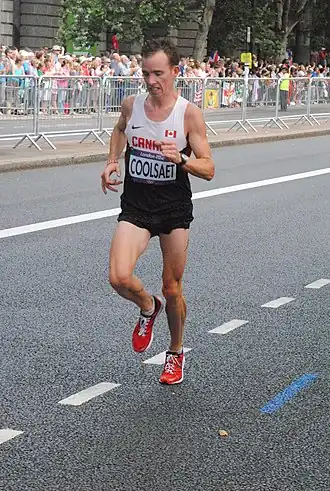 Reid Coolsaet tijdens de olympische marathon in 2012.
