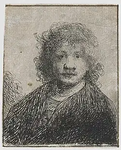 Zelfportret met brede neus, kader met pen in bruin, 1626-1630, Rijksmuseum Amsterdam