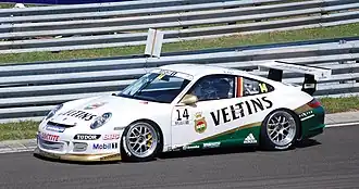 Porsche 911 GT3 (Type 997) in actie op de Hungaroring 2009