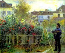 Renoir: Monet schildert in zijn tuin te Argenteuil, 1873