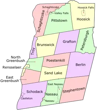 Kaart van Rensselaer County