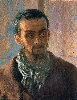 Detail, gezicht van de binnentredende man