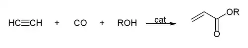 Hydrocarboxylering van ethyn met een alcohol