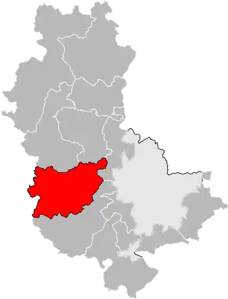 Ligging van het kanton in het departement.