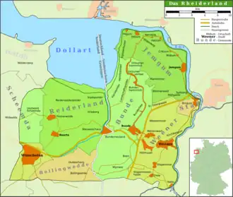 Kaart van het Reiderland; Weener rechtsonder