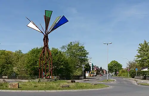 Rheinberg, sculptuur op verkeersplein