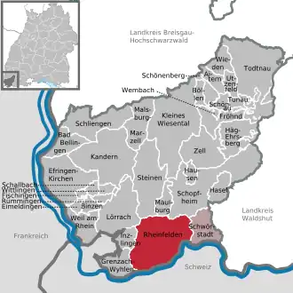 Kaart van Rheinfelden (Baden)