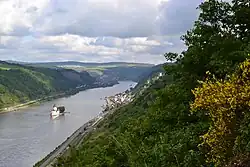 Gezicht op Kaub en Die Pfalz