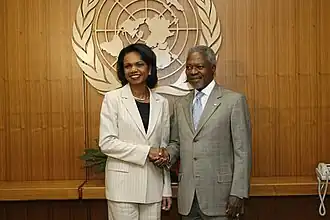 Kofi Annan met Condoleeza Rice in 2006.