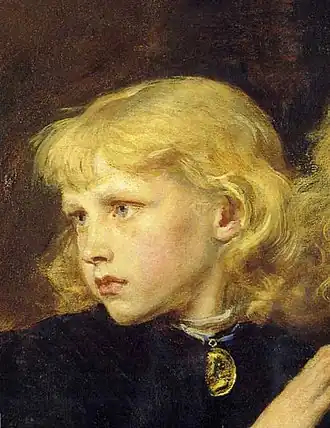 Richard of Shrewsbury, detail uit "The princes in the Tower". John Everett Millais, 1878