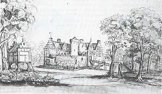 Ridderhofstad Drakenburg anonieme tekening, rond 1660